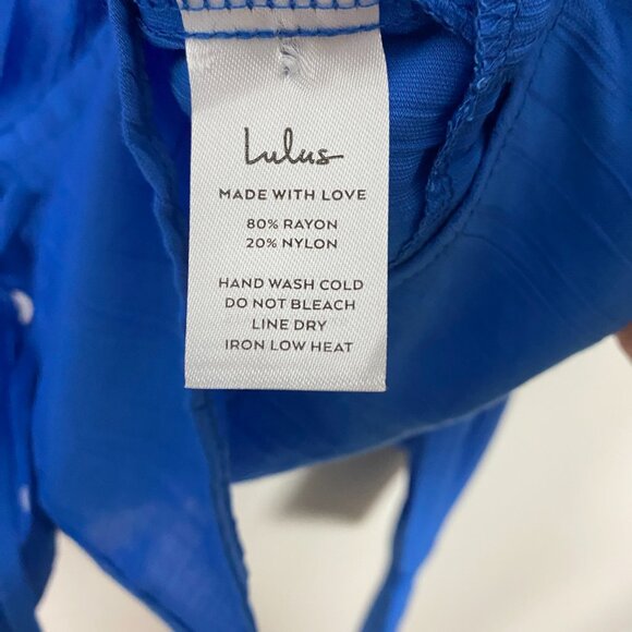 Lulus Cute Composure Cobalt Blue Textured Tie-Front Long Sleeve Top - Picture 7 of 9